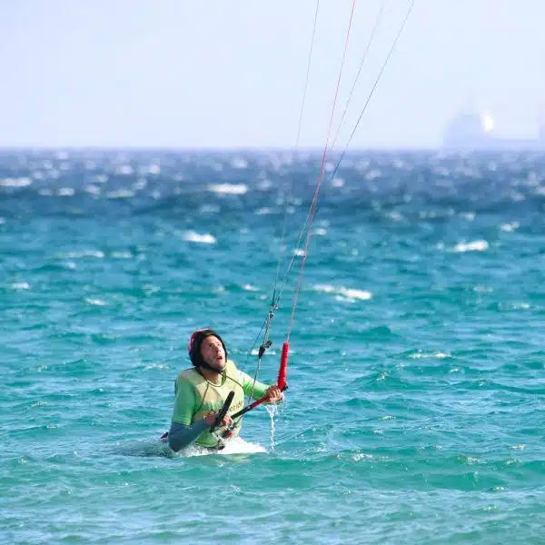 Body drag stage. Kite control in the water in Tarifa.