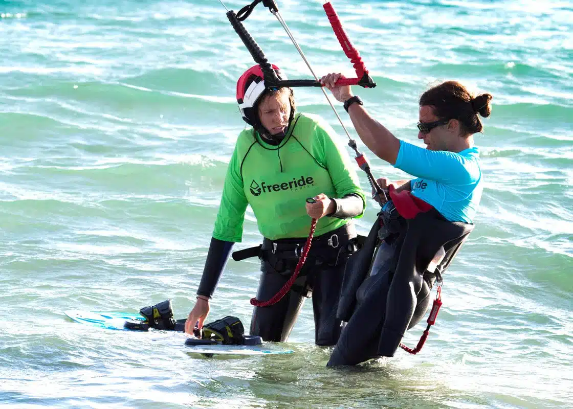 Body drag level. Kitesurfing in Tarifa Spain.