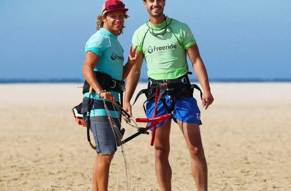 Beginner kiteboarding class in Los Lances beach in Tarifa Spain