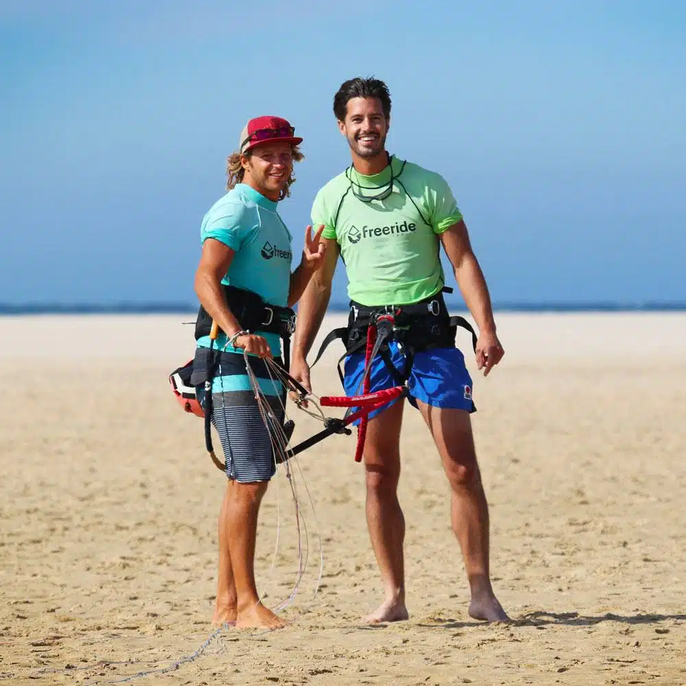 Beginner kiteboarding class in Los Lances beach in Tarifa Spain