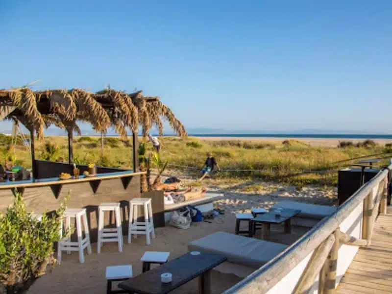 Chill sofa in Tarifa at Agua beach bar facing the kitespot