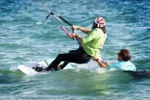 Instructor woth his students in the water