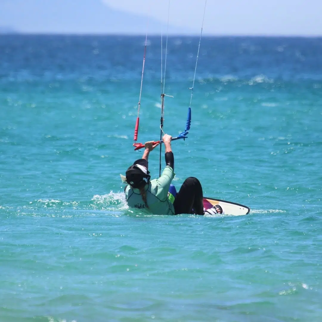 Stand up on the board will sending the kite in the power zone